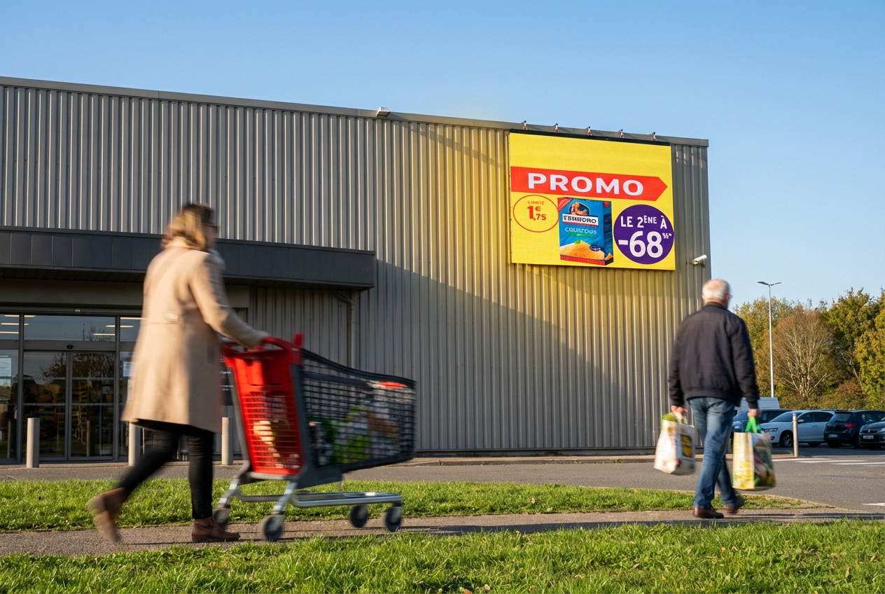Écran LED façade Intermarché