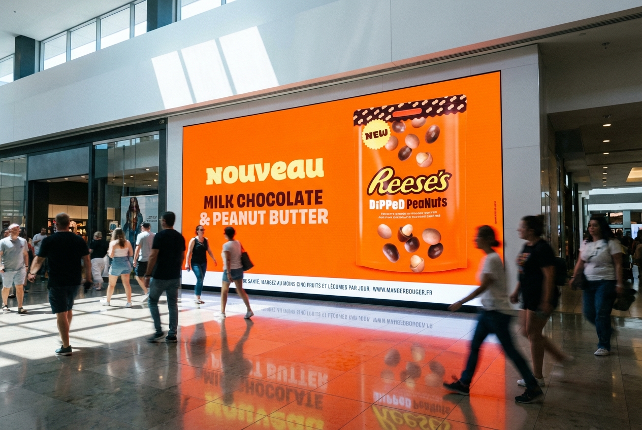 Mur d'images publicitaire en centre commercial